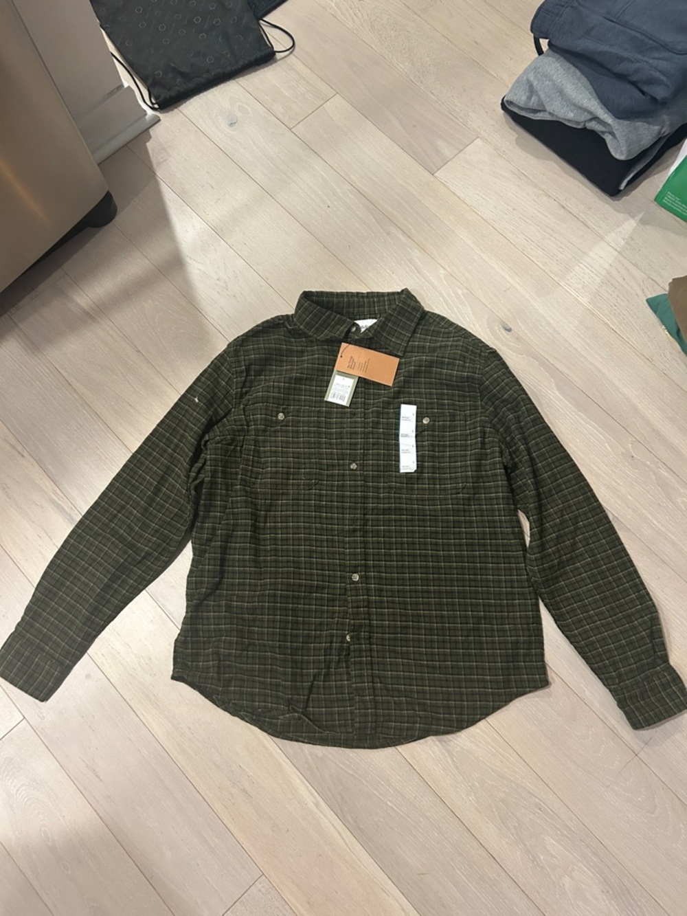 Goodfellow & Co Flannel Shirt Mens Large Green Plaid NWT Midweight Button Up